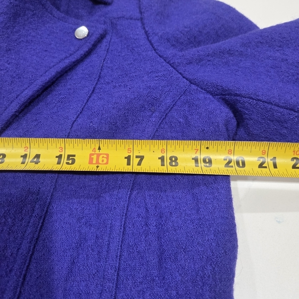CHICOS Boiled 100% Wool Moto Jacket Lined Women's Size 3 Purple Twilight - Picture 9 of 11
